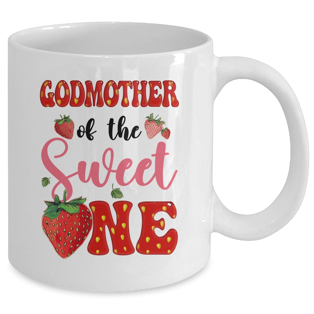 Godmother Of Sweet One Strawberry Frist 1st Birthday Girl Mug | siriusteestore