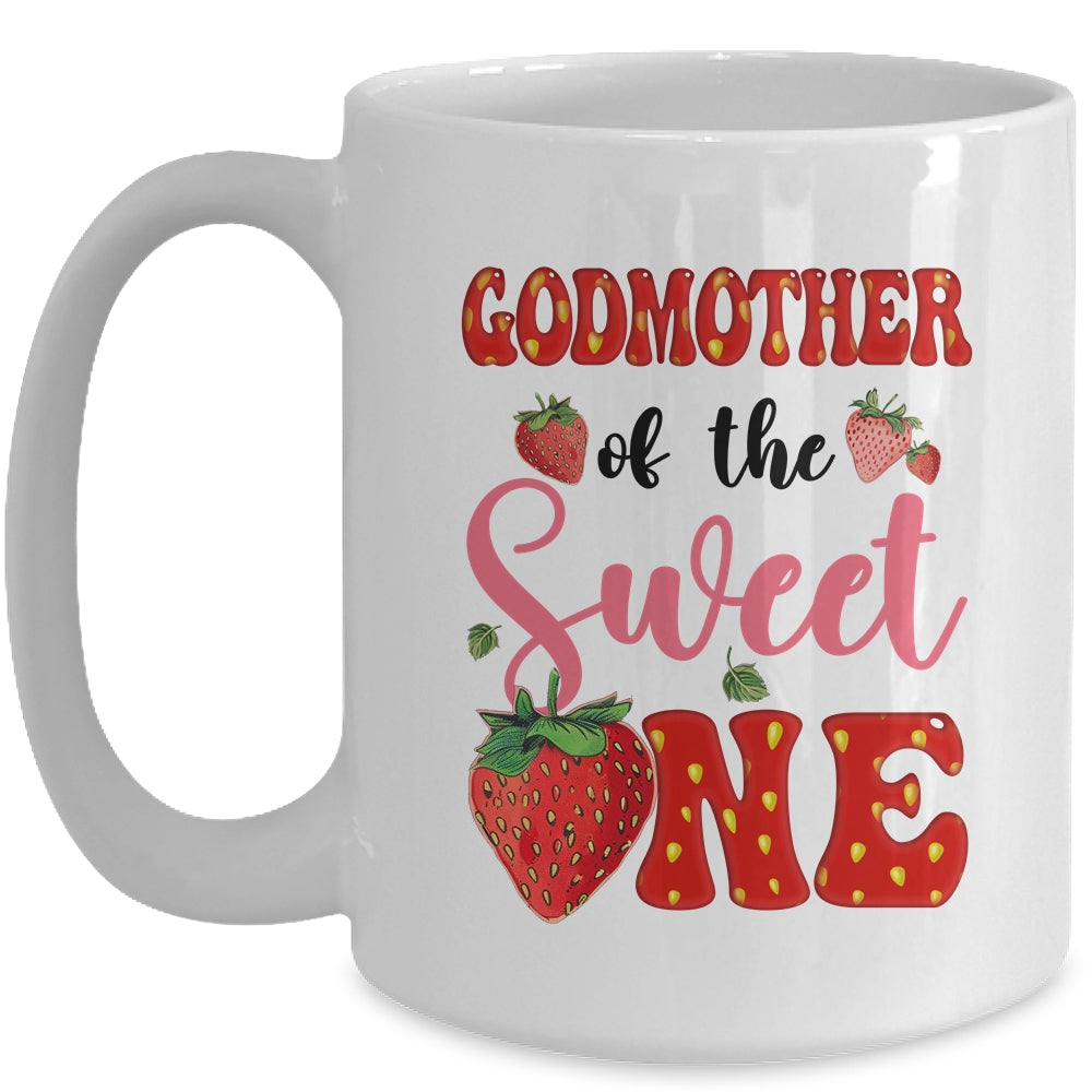 Godmother Of Sweet One Strawberry Frist 1st Birthday Girl Mug | siriusteestore