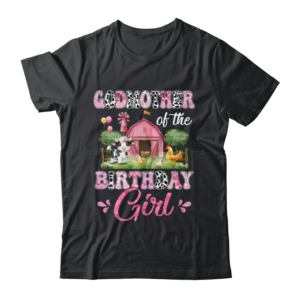 Godmother Of The Birthday Girl 1st Birthday Cow Farm Family Shirt & Hoodie | siriusteestore