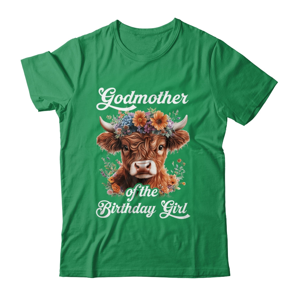Godmother Of The Birthday Girl Highland Cow Farm Family Shirt & Hoodie | siriusteestore