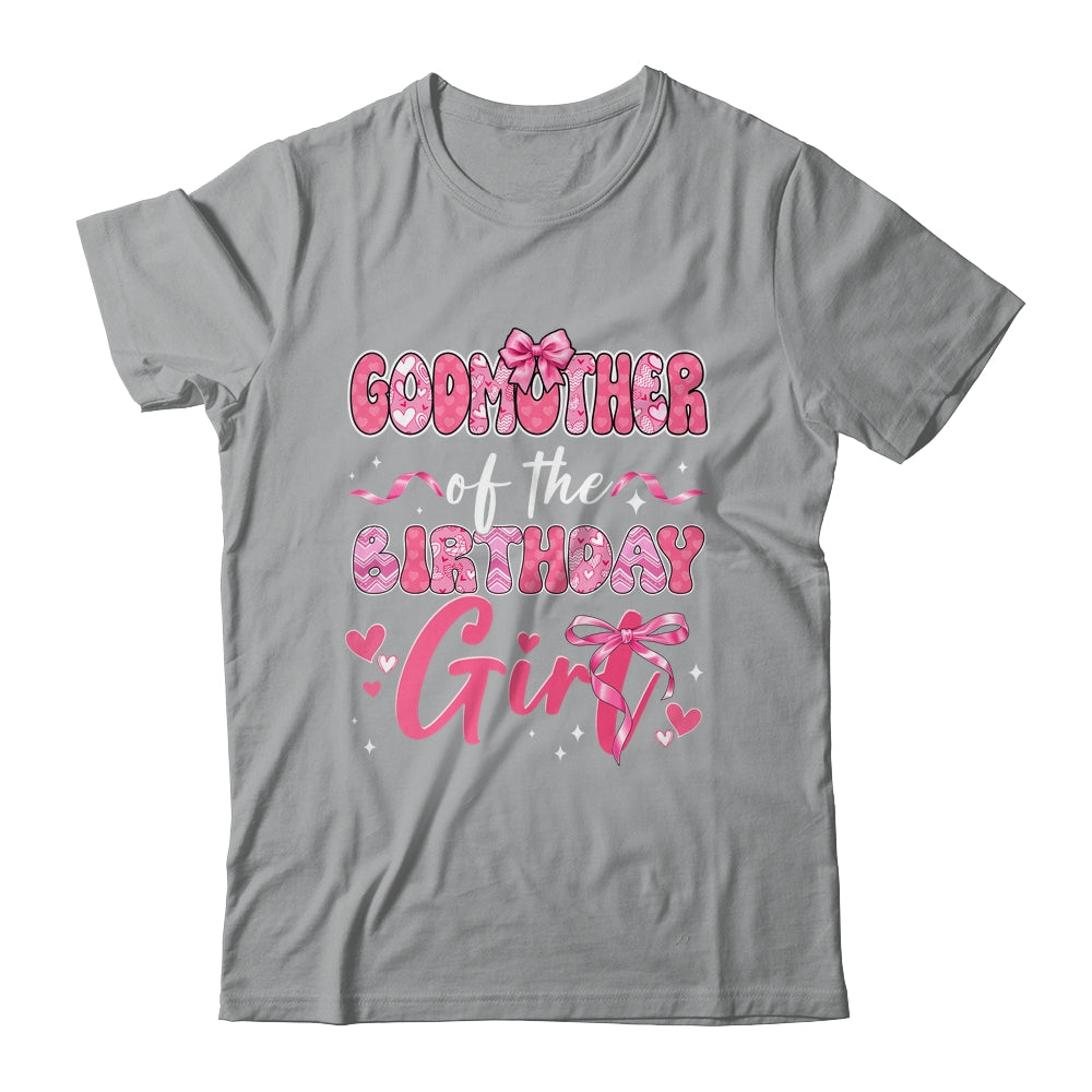 Godmother Of The Birthday Girl Pink Coquette Bow Family Shirt & Hoodie | siriusteestore