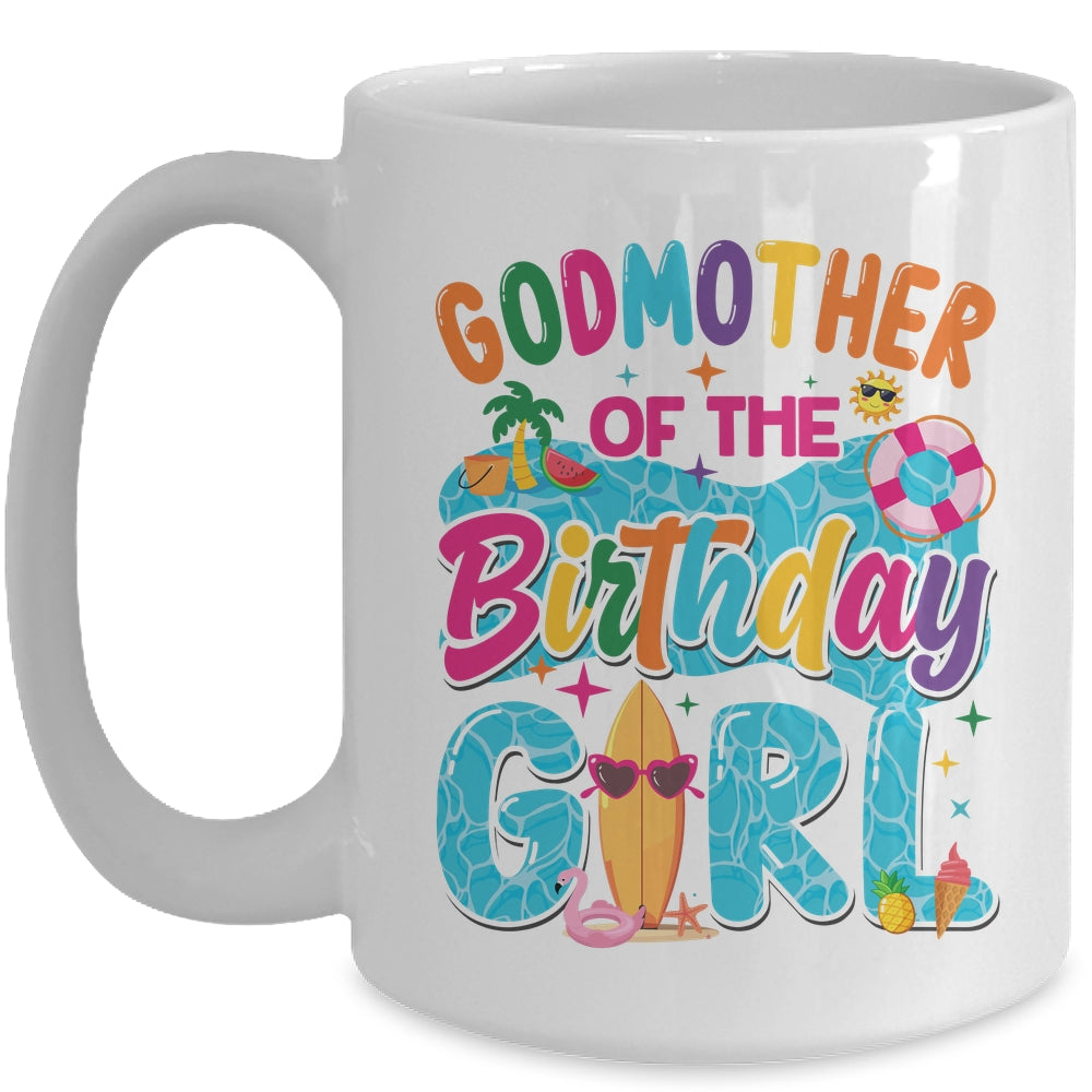 Godmother Of The Birthday Girl Pool Party Beach Family Matching Mug | siriusteestore