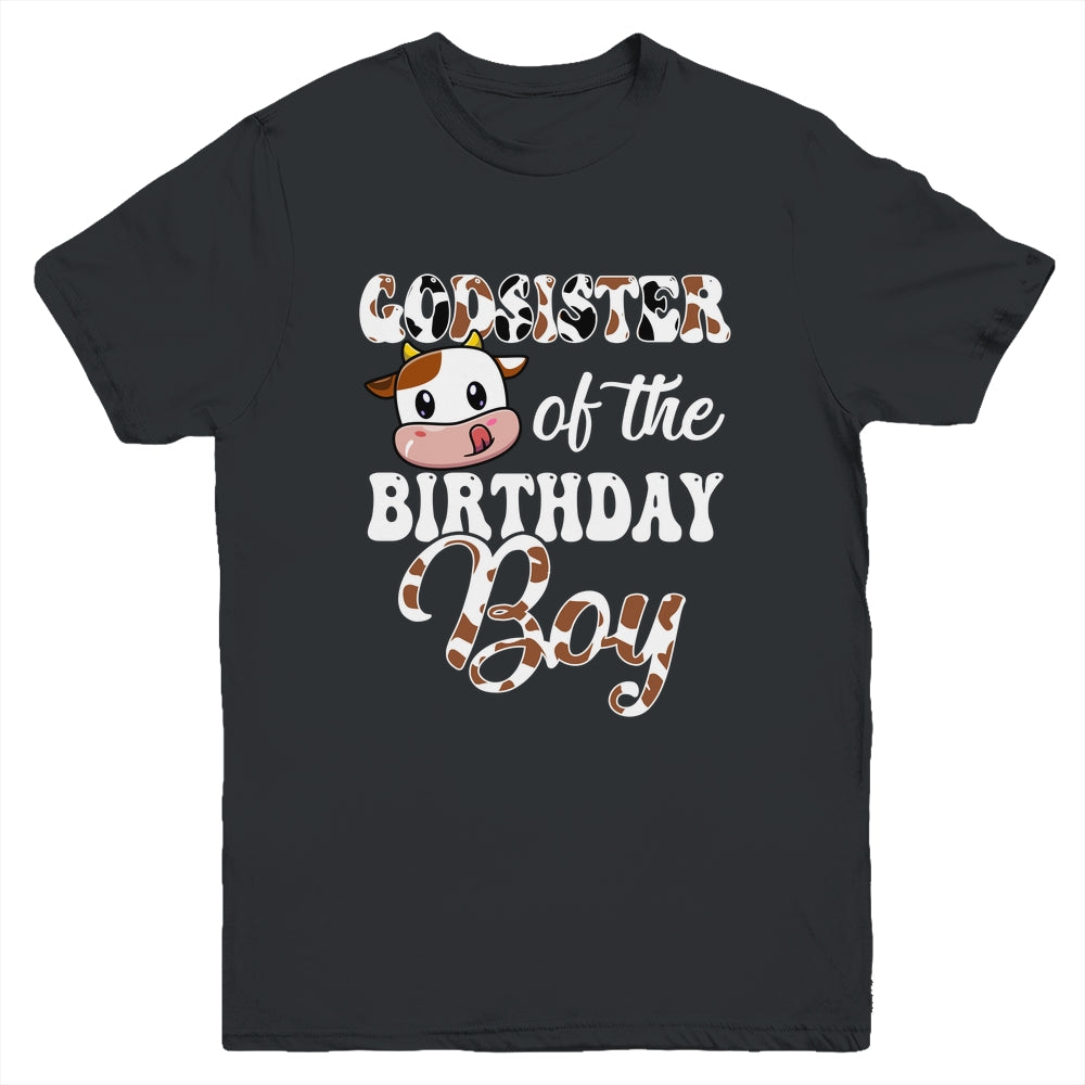 Godsister Of The Birthday Boy Cow Farm 1st Birthday Boy Youth Shirt | siriusteestore