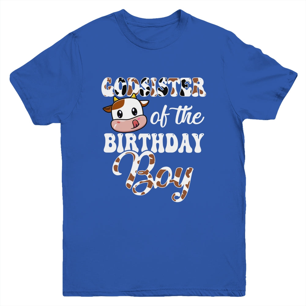 Godsister Of The Birthday Boy Cow Farm 1st Birthday Boy Youth Shirt | siriusteestore
