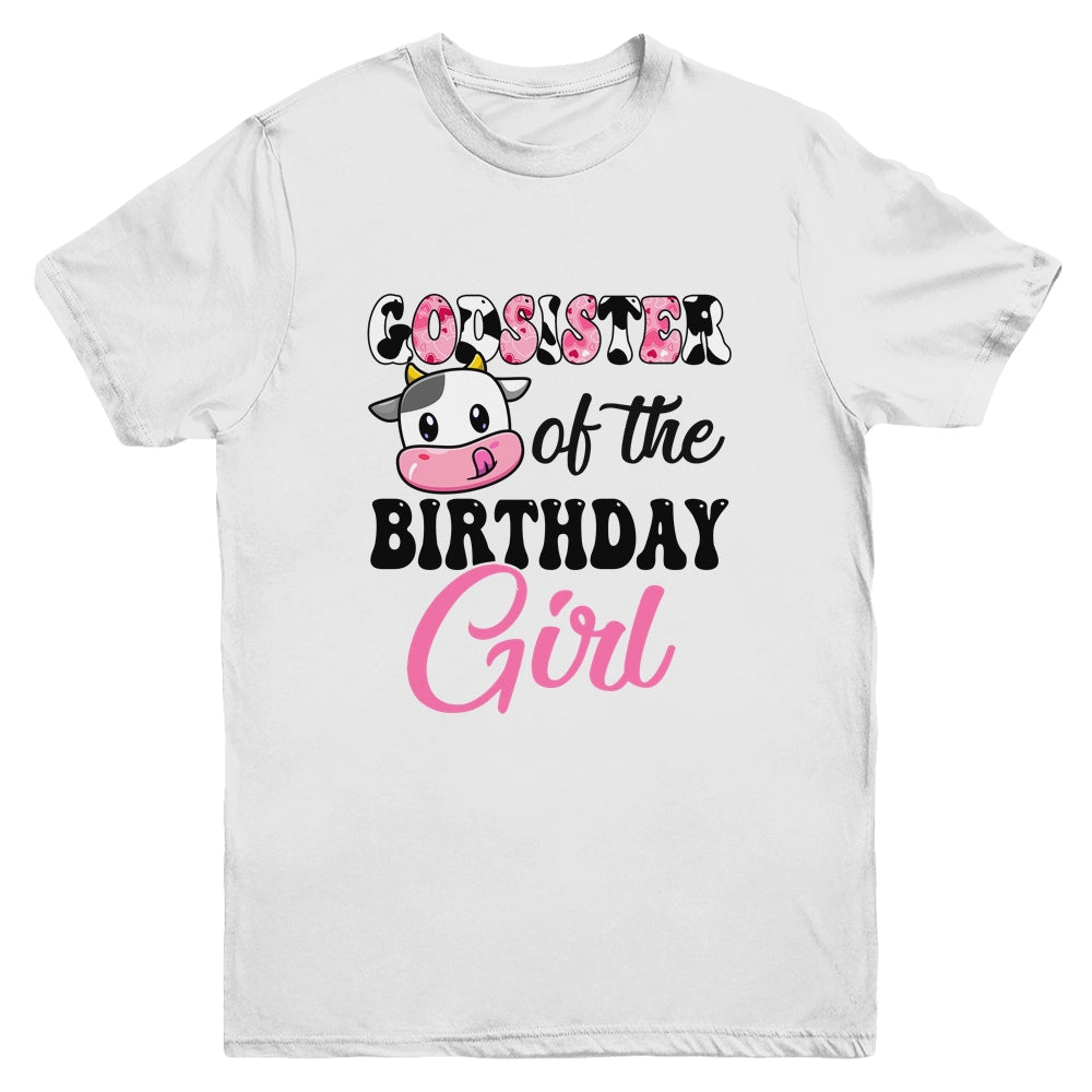 Godsister Of The Birthday Girl Cow Farm 1st Birthday Girl Youth Shirt | siriusteestore