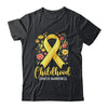 Gold Ribbon Childhood Cancer Awareness Girls Kids Women Floral Shirt & Hoodie | siriusteestore