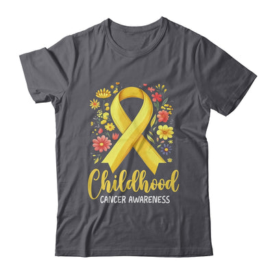 Gold Ribbon Childhood Cancer Awareness Girls Kids Women Floral Shirt & Hoodie | siriusteestore