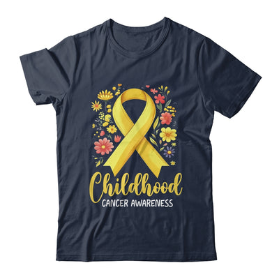 Gold Ribbon Childhood Cancer Awareness Girls Kids Women Floral Shirt & Hoodie | siriusteestore