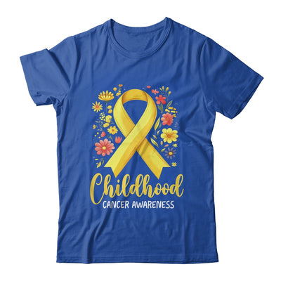 Gold Ribbon Childhood Cancer Awareness Girls Kids Women Floral Shirt & Hoodie | siriusteestore