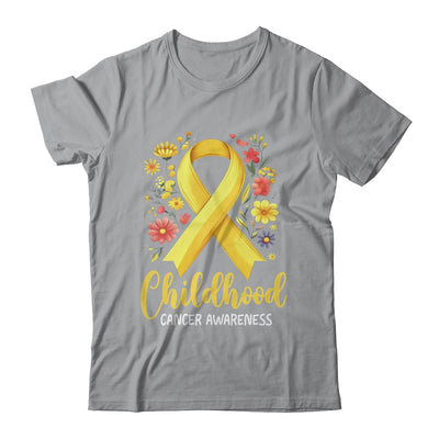 Gold Ribbon Childhood Cancer Awareness Girls Kids Women Floral Shirt & Hoodie | siriusteestore