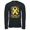 Gold Ribbon Childhood Cancer Awareness Girls Kids Women Floral Shirt & Hoodie | siriusteestore