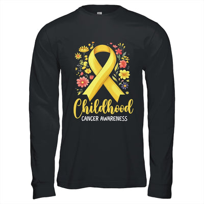 Gold Ribbon Childhood Cancer Awareness Girls Kids Women Floral Shirt & Hoodie | siriusteestore