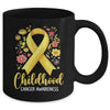 Gold Ribbon Childhood Cancer Awareness Girls Kids Women Floral Mug | siriusteestore