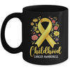 Gold Ribbon Childhood Cancer Awareness Girls Kids Women Floral Mug | siriusteestore