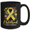 Gold Ribbon Childhood Cancer Awareness Girls Kids Women Floral Mug | siriusteestore