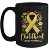 Gold Ribbon Childhood Cancer Awareness Girls Kids Women Floral Mug | siriusteestore