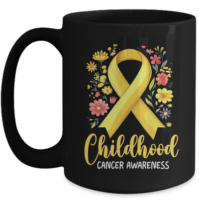 Gold Ribbon Childhood Cancer Awareness Girls Kids Women Floral Mug | siriusteestore