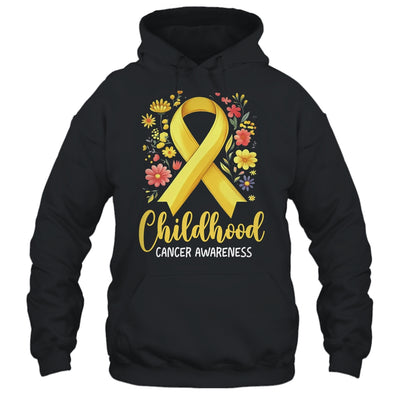 Gold Ribbon Childhood Cancer Awareness Girls Kids Women Floral Shirt & Hoodie | siriusteestore