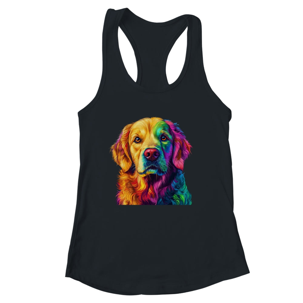 Golden Retriever Dog Colorful Face Dog Lover Men Women Shirt & Tank Top | siriusteestore