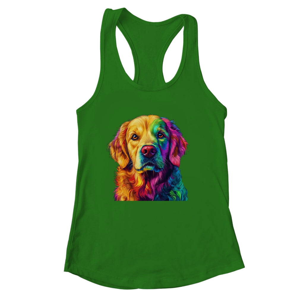 Golden Retriever Dog Colorful Face Dog Lover Men Women Shirt & Tank Top | siriusteestore