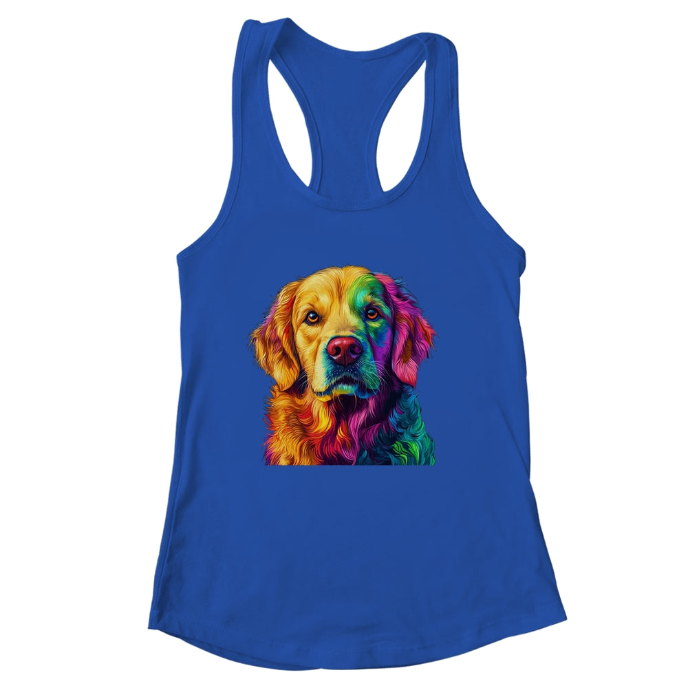 Golden Retriever Dog Colorful Face Dog Lover Men Women Shirt & Tank Top | siriusteestore