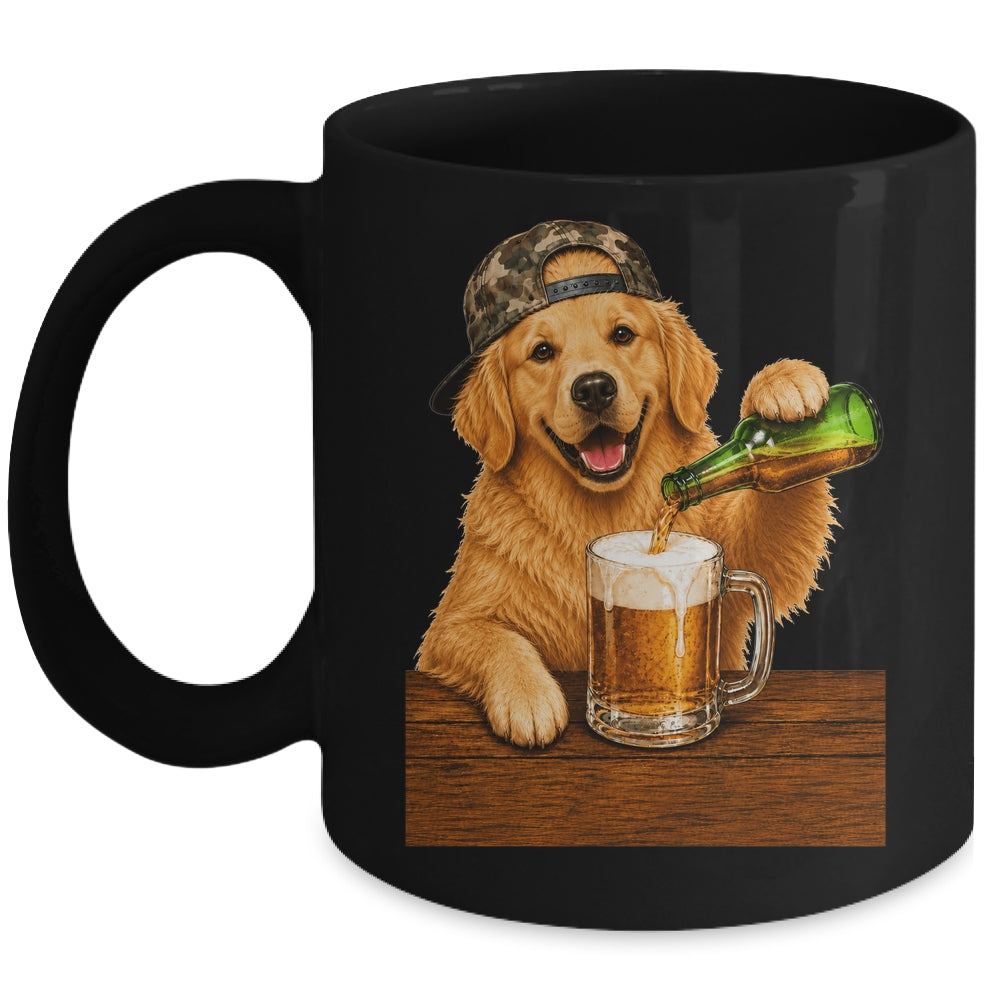 Golden Retriever Drinking Beer Funny Dog Meme Fathers Day Mug | siriusteestore