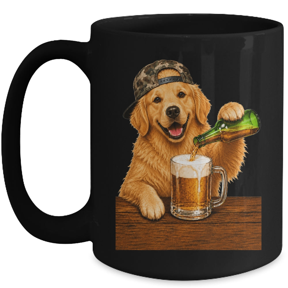 Golden Retriever Drinking Beer Funny Dog Meme Fathers Day Mug | siriusteestore