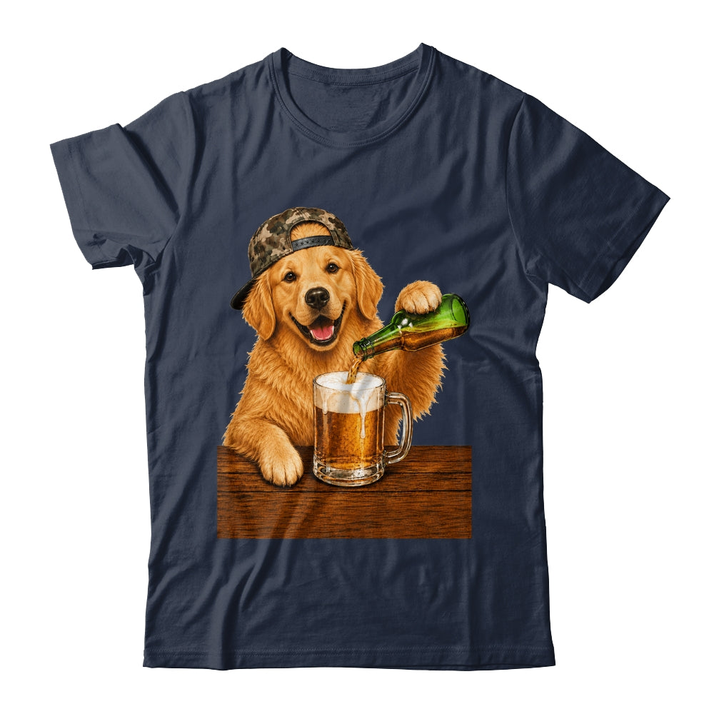 Golden Retriever Drinking Beer Funny Dog Meme Fathers Day Shirt & Hoodie | siriusteestore