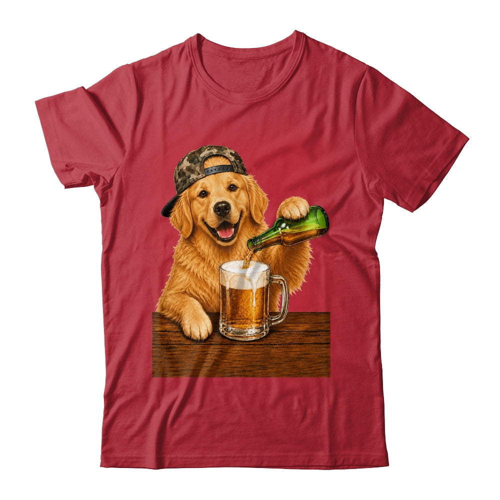 Golden Retriever Drinking Beer Funny Dog Meme Fathers Day Shirt & Hoodie | siriusteestore