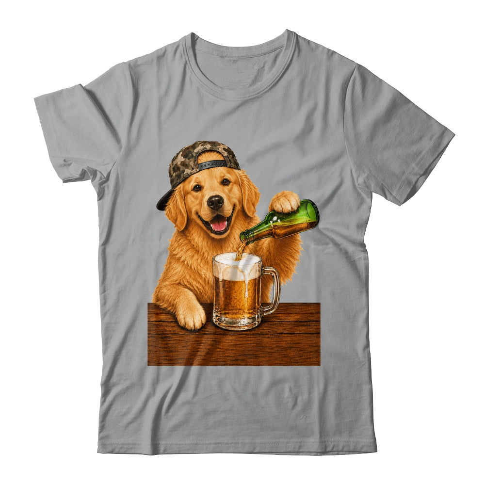 Golden Retriever Drinking Beer Funny Dog Meme Fathers Day Shirt & Hoodie | siriusteestore