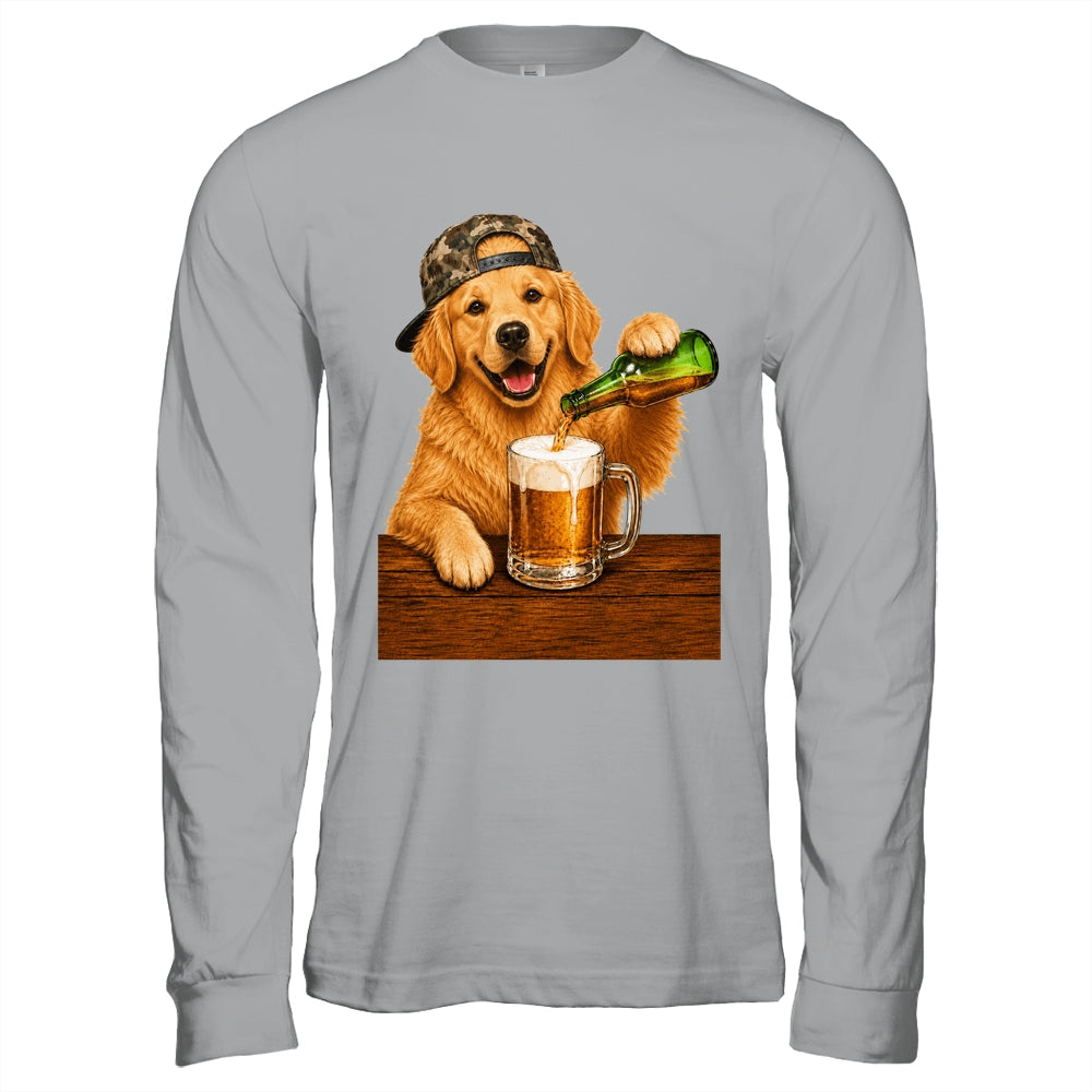 Golden Retriever Drinking Beer Funny Dog Meme Fathers Day Shirt & Hoodie | siriusteestore