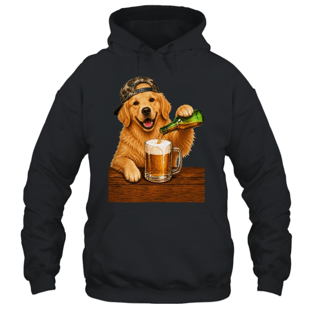 Golden Retriever Drinking Beer Funny Dog Meme Fathers Day Shirt & Hoodie | siriusteestore