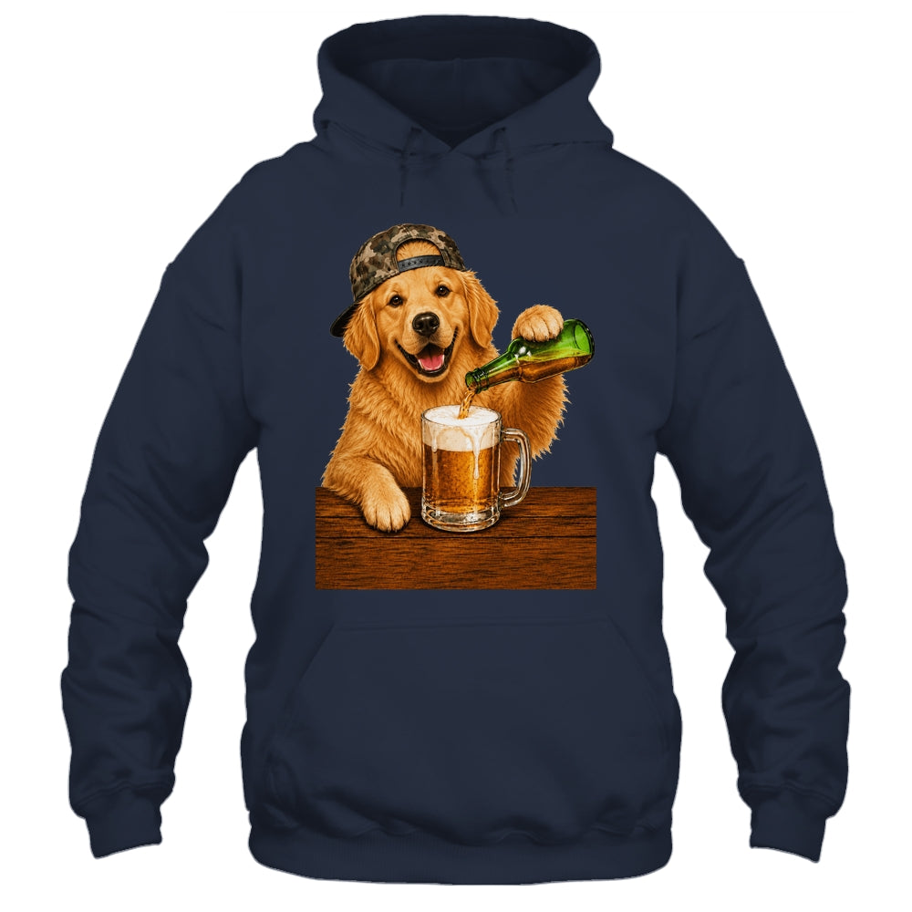 Golden Retriever Drinking Beer Funny Dog Meme Fathers Day Shirt & Hoodie | siriusteestore