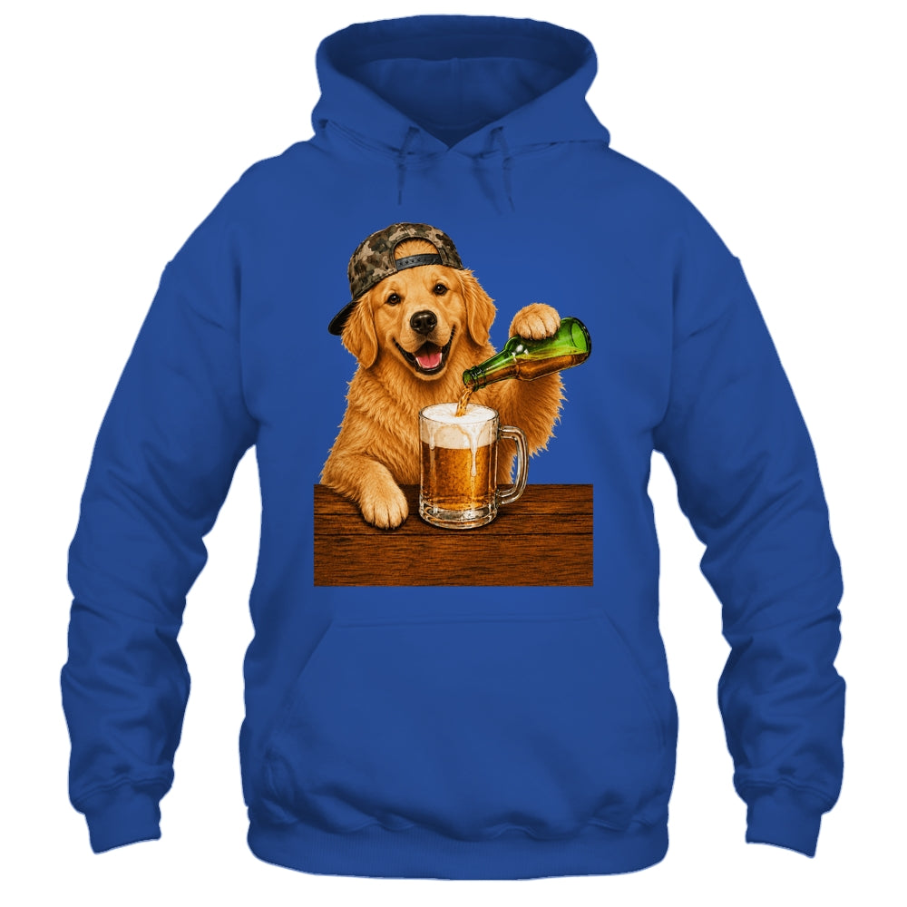 Golden Retriever Drinking Beer Funny Dog Meme Fathers Day Shirt & Hoodie | siriusteestore