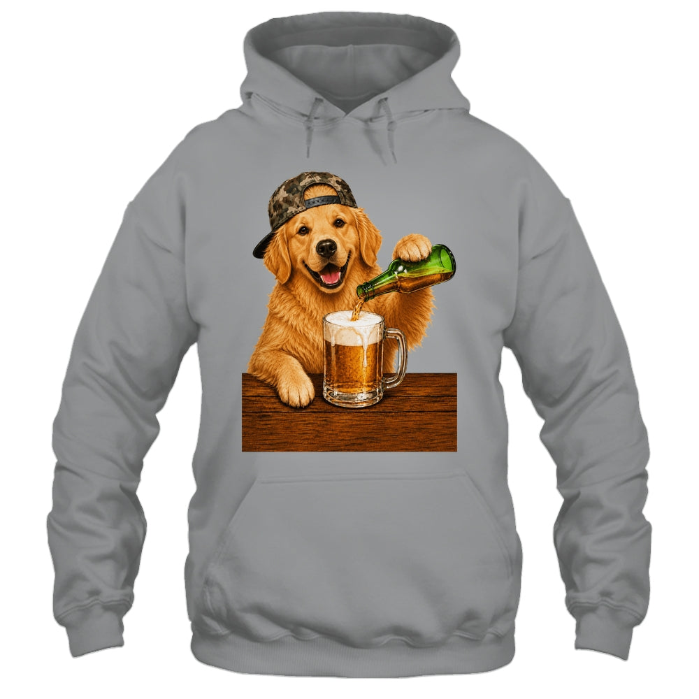 Golden Retriever Drinking Beer Funny Dog Meme Fathers Day Shirt & Hoodie | siriusteestore