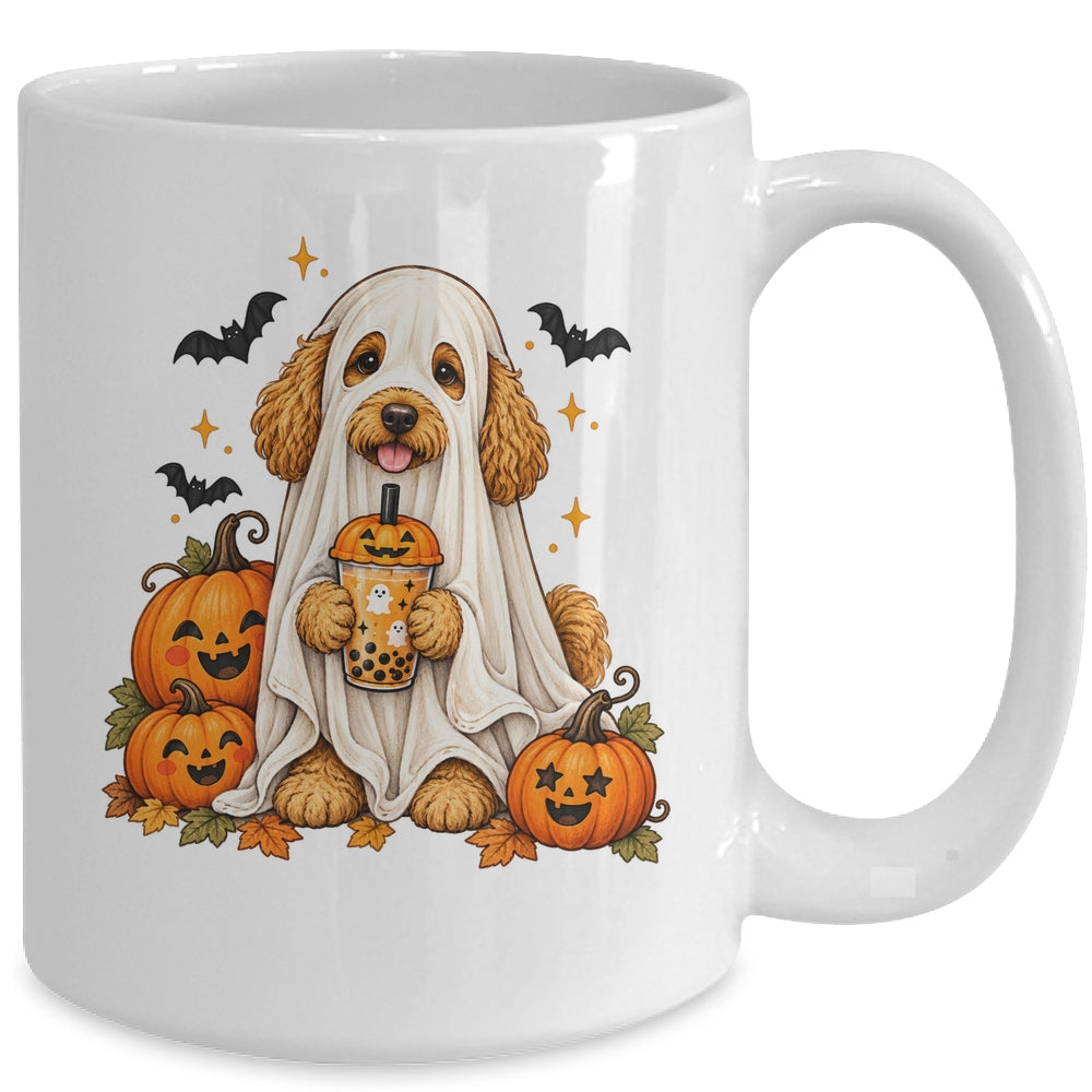 Goldendoodle Ghost and Cute Halloween Dog Humor Mug | siriusteestore