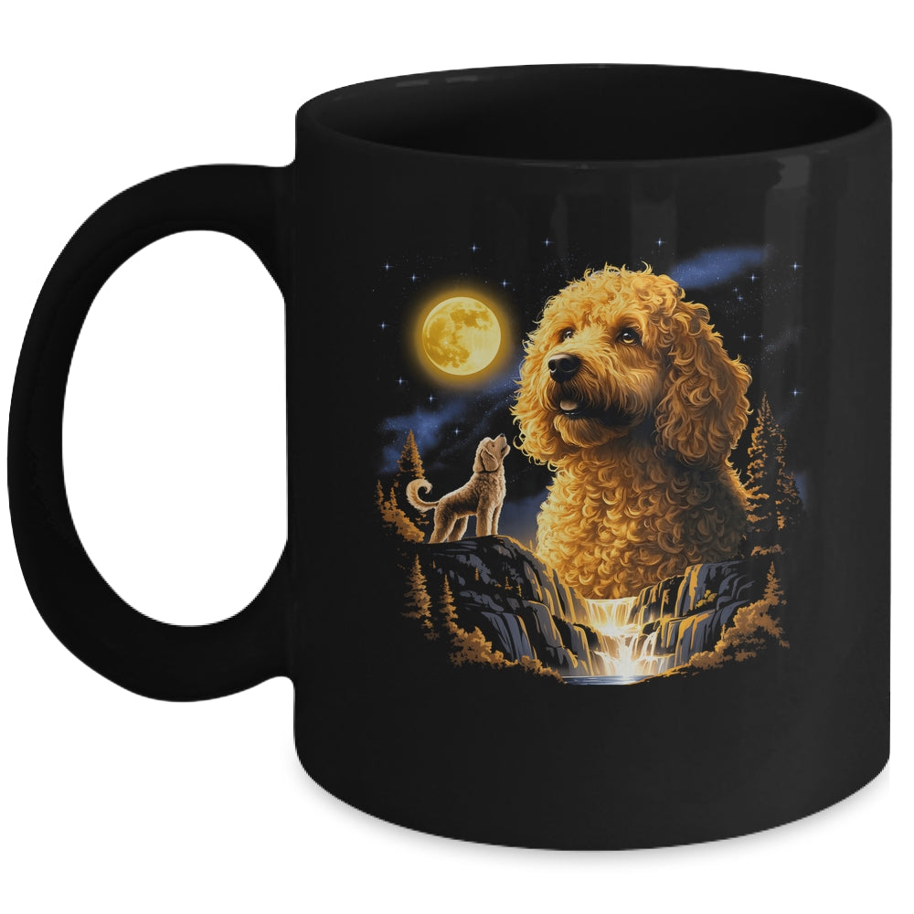Goldendoodle Howling To The Moon Vintage Funny Dog Art Mug | siriusteestore