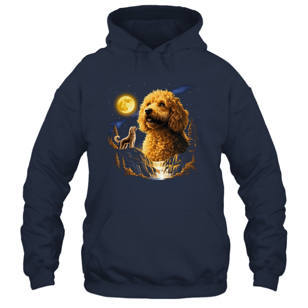 Goldendoodle Howling To The Moon Vintage Funny Dog Art Shirt & Hoodie | siriusteestore