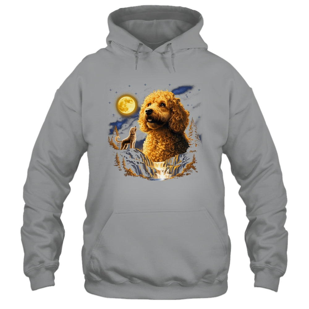 Goldendoodle Howling To The Moon Vintage Funny Dog Art Shirt & Hoodie | siriusteestore