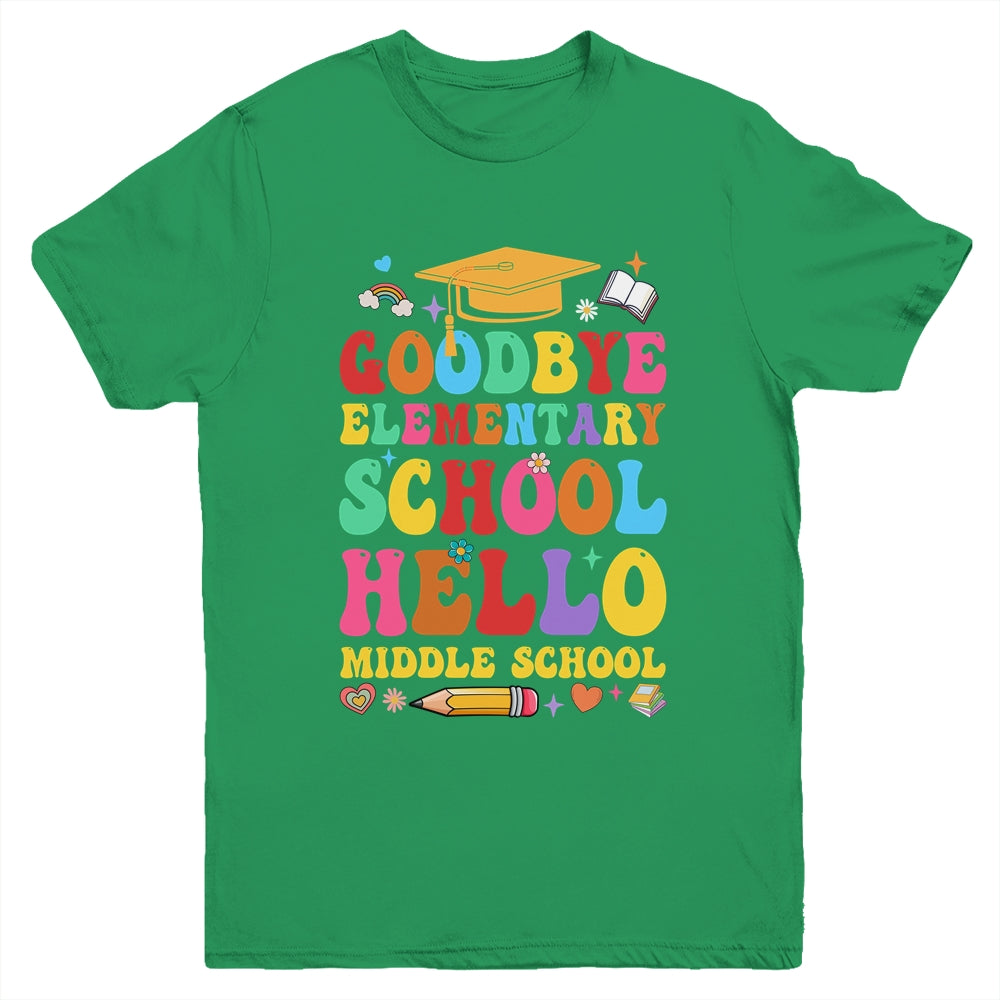 Goodbye Elementary Hello Middle School Graduation 2024 Youth Shirt | siriusteestore