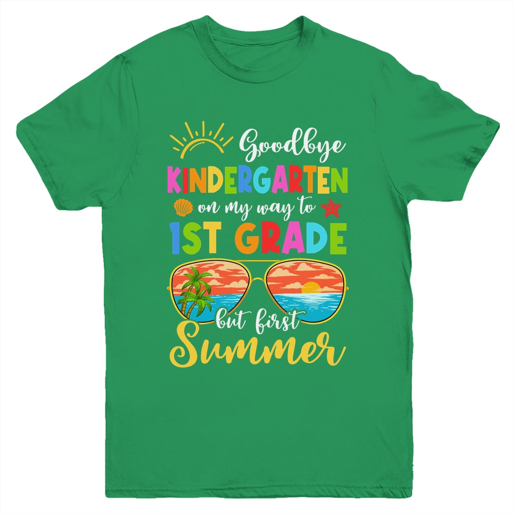 Goodbye Kindergarten Graduation To 1st Grade Hello Summer Youth Shirt | siriusteestore