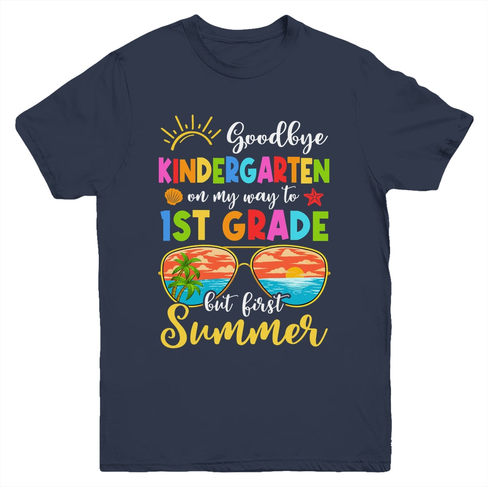 Goodbye Kindergarten Graduation To 1st Grade Hello Summer Youth Shirt | siriusteestore