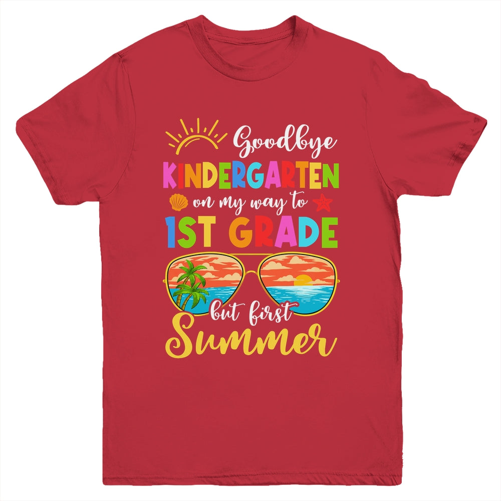 Goodbye Kindergarten Graduation To 1st Grade Hello Summer Youth Shirt | siriusteestore