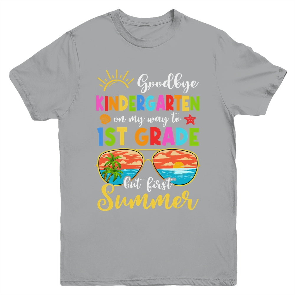 Goodbye Kindergarten Graduation To 1st Grade Hello Summer Youth Shirt | siriusteestore