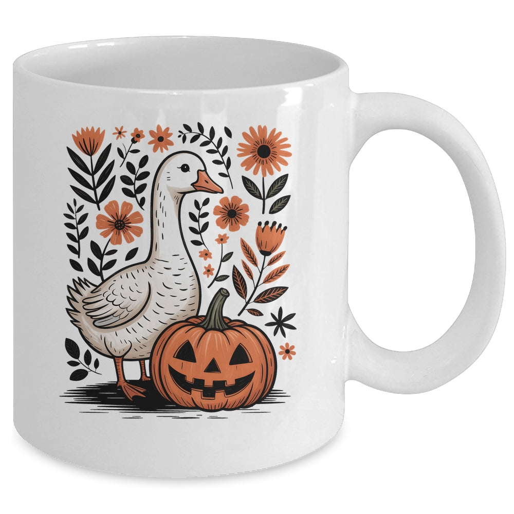Goose Halloween Fall Goose Floral Boho Halloween Funny Fall Mug | siriusteestore