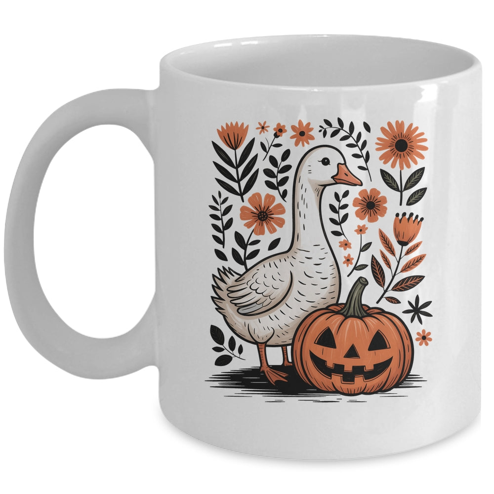 Goose Halloween Fall Goose Floral Boho Halloween Funny Fall Mug | siriusteestore