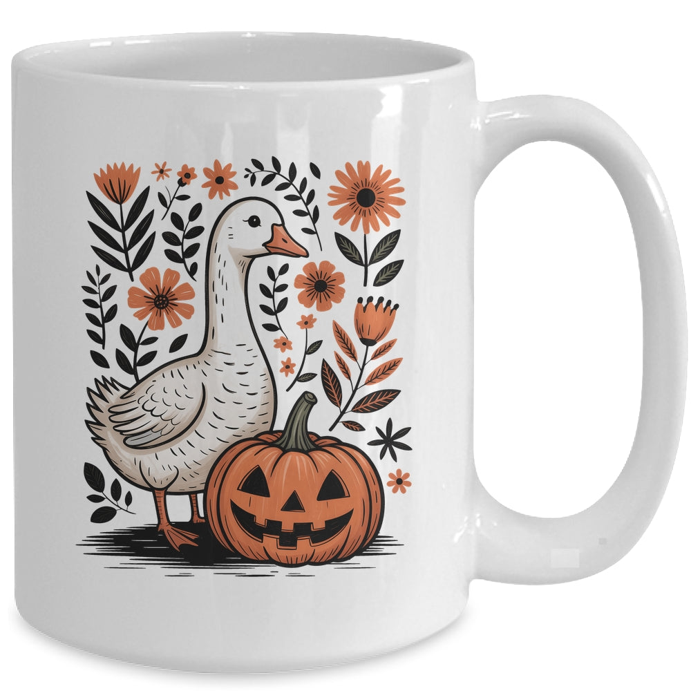 Goose Halloween Fall Goose Floral Boho Halloween Funny Fall Mug | siriusteestore