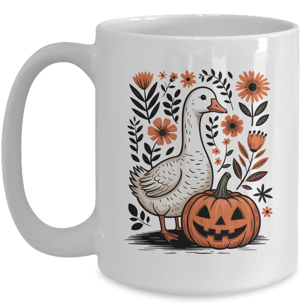 Goose Halloween Fall Goose Floral Boho Halloween Funny Fall Mug | siriusteestore