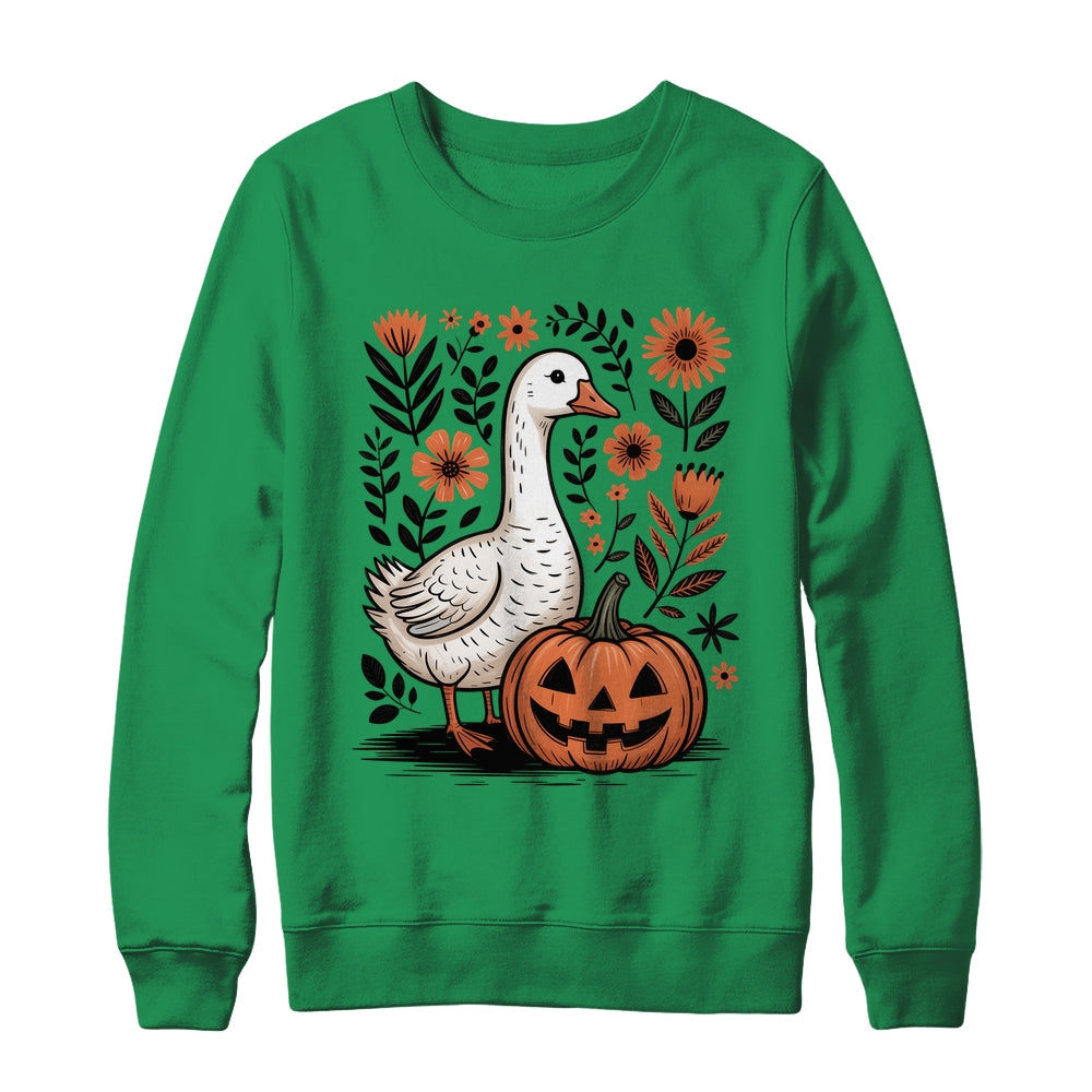 Goose Halloween Fall Goose Floral Boho Halloween Funny Fall Shirt & Sweatshirt | siriusteestore