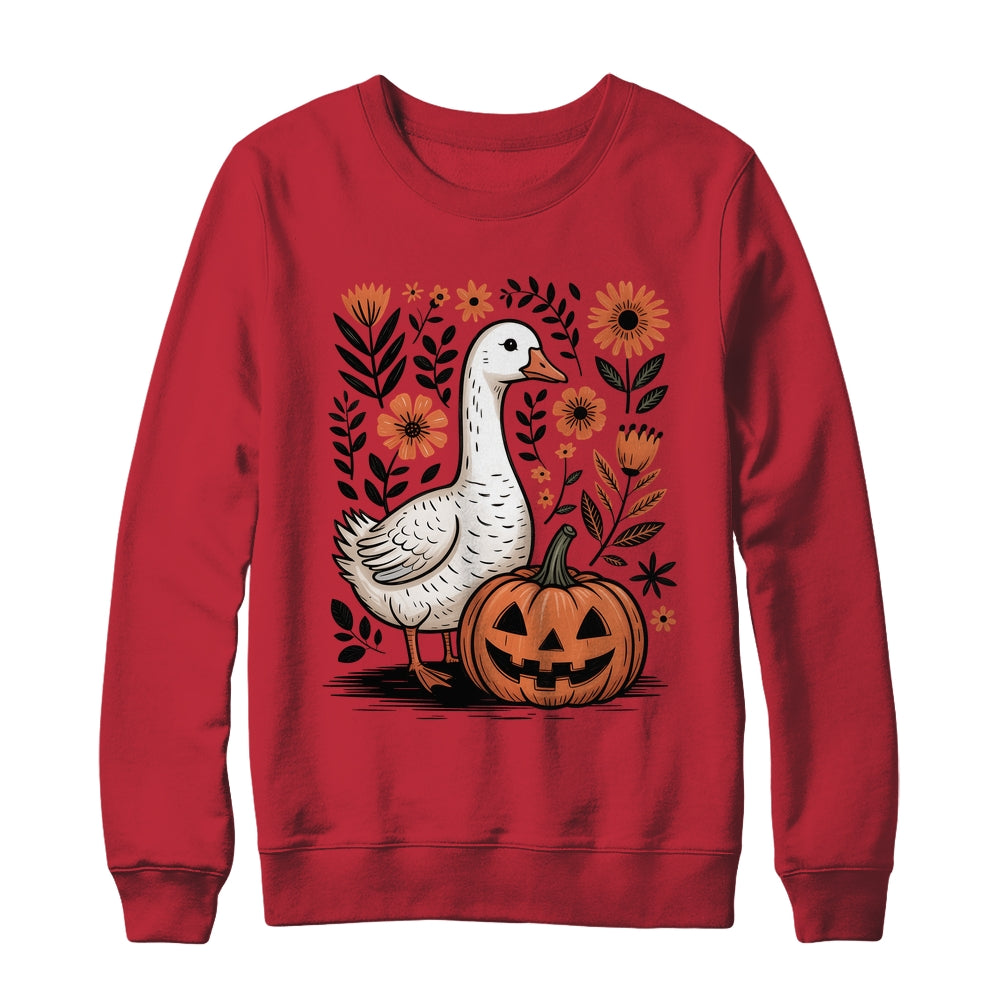 Goose Halloween Fall Goose Floral Boho Halloween Funny Fall Shirt & Sweatshirt | siriusteestore